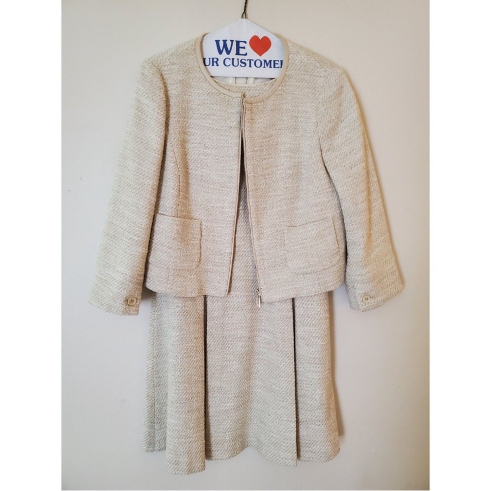 Women's Cream Tweed Jacket and Skirt Set